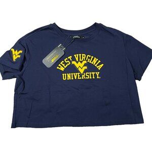 Pro Standard Womens M Blue NCAA West Virginia Mountaineers Cropped T-Shirt NWT